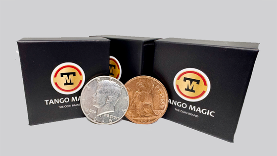 Real Low Silver Scotch and Soda (Half Dollar and English Penny) by Tango Magic (D0199)