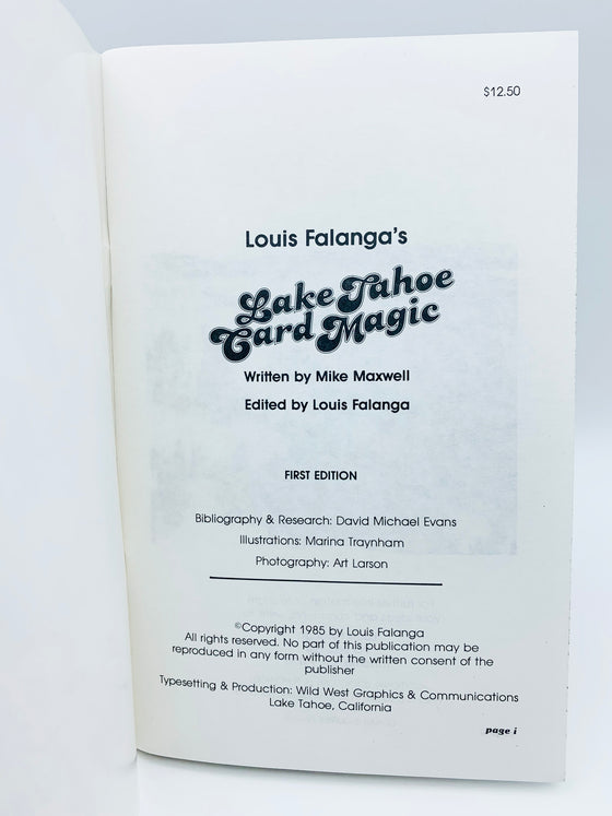 Louis Falanga's Lake Tahoe Card Magic - First Edition 1985