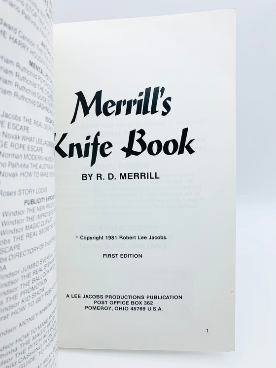 Merrill's Knife Book by R.D. Merrill - First Edition 1981