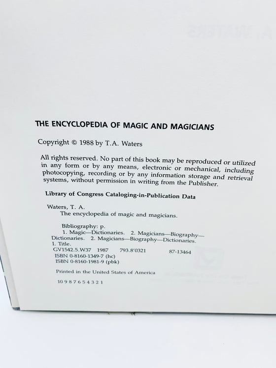 The Encyclopedia of Magic and Magicians by T.A. Waters - Copyright 1988