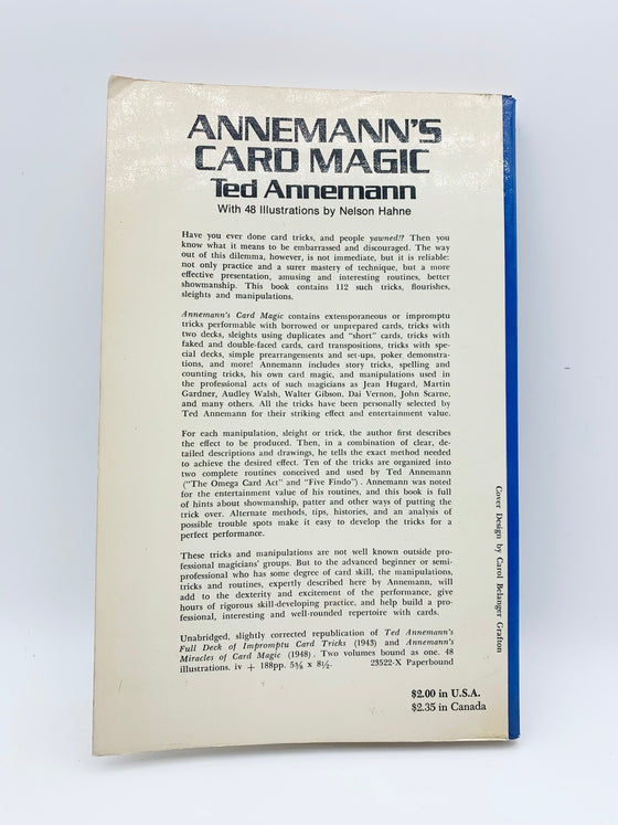 Annemann's Card Magic by Ted Annemann and Nelson Hahne