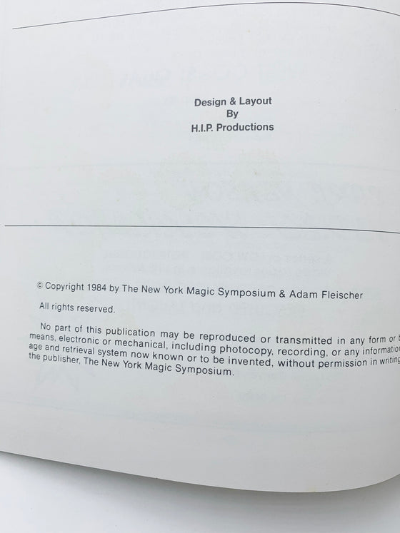 The New York Magic Symposium Collection Three by Adam Fleischer and Stephen Minch - Copyright 1984