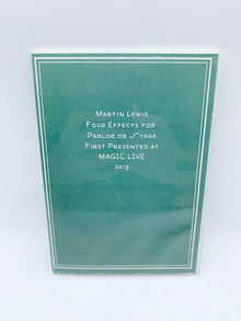  Four Effects for Parlor or Stage First Presented at Magic Live 2015 by Martin Lewis (DVD)