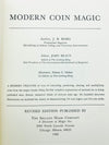 The New Modern Coin Magic by JB Bobo - Copyright 1966