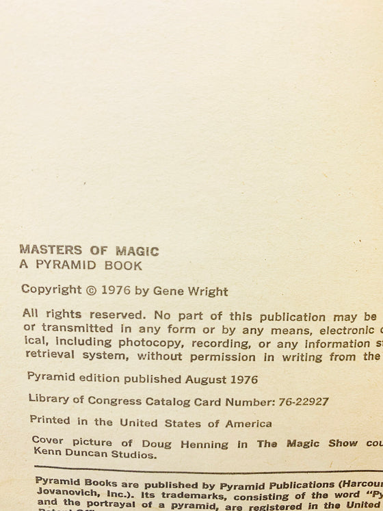 Masters of Magic by Gene Wright - Copyright 1976