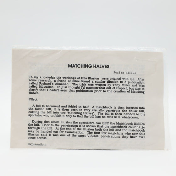 Matching Halves by Reuben Marcus