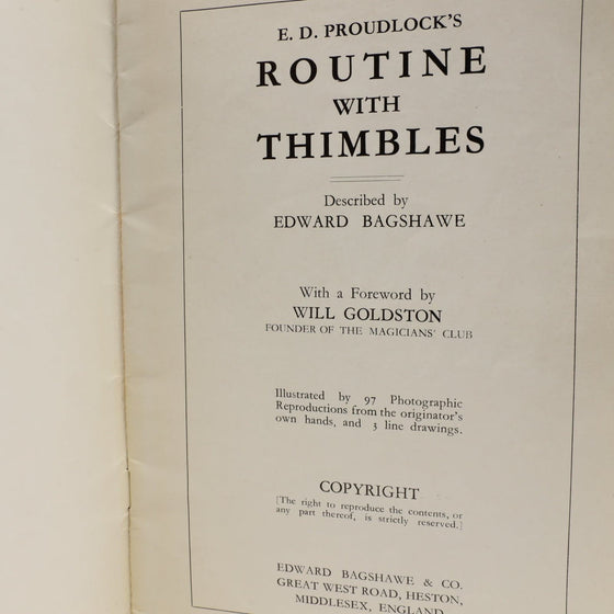 E.D. Proudlock's Routine with Thimbles by Edward Bagshawe