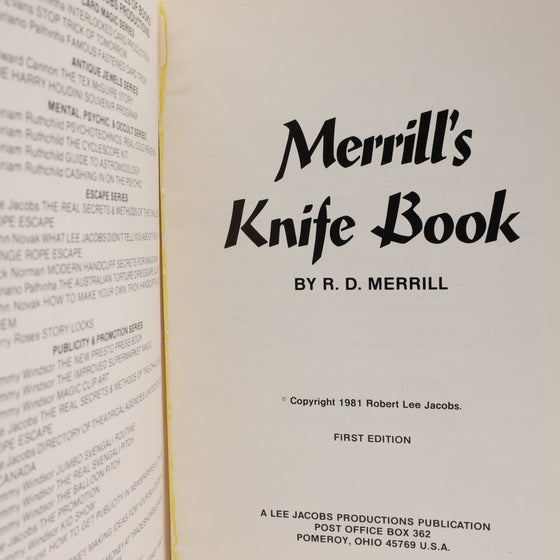 Merrill's Knife Book by R.D. Merrill - First Edition 1981