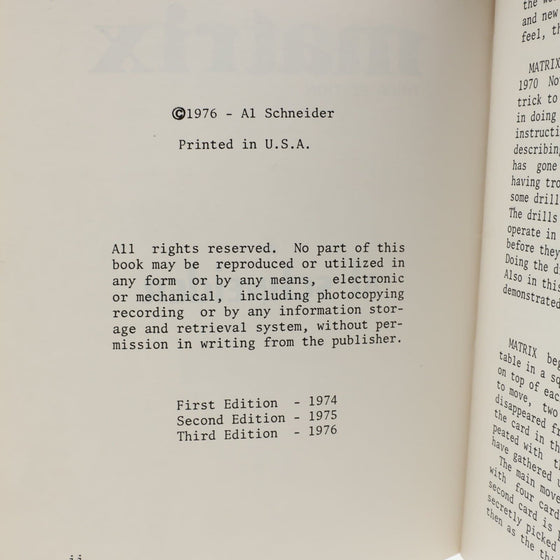 Al Schneider's Matrix - Third Edition 1976