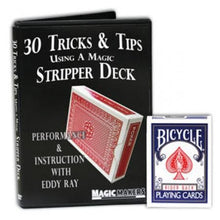  Blue Bicycle Stripper Deck Factory Sealed with 30 Tricks &amp; Tips Using A Magic Stripper Deck DVD
