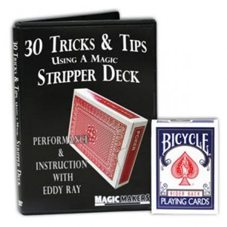 Blue Bicycle Stripper Deck Factory Sealed with 30 Tricks &amp; Tips Using A Magic Stripper Deck DVD