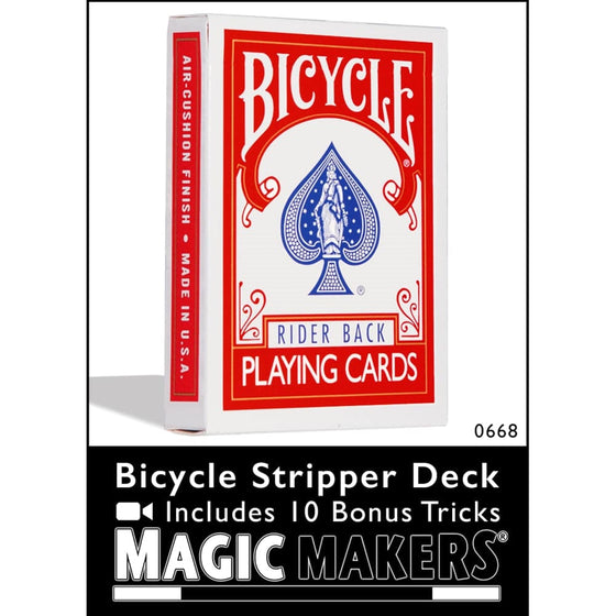 Magic Makers Bicycle Stripper Deck Red With 10 Bonus Tricks