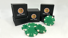  Expanded Shell Poker Chip Green plus 4 Regular Chips (PK001G)  by Tango Magic - Trick