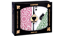  Copag 1546 Plastic Playing Cards Bridge Size Regular Index Green/Burgundy Double-Deck Set