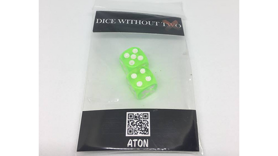 Dice Without Two CLEAR GREEN (2 Dice Set) by Nahuel Olivera Magic and Aton Games - Trick