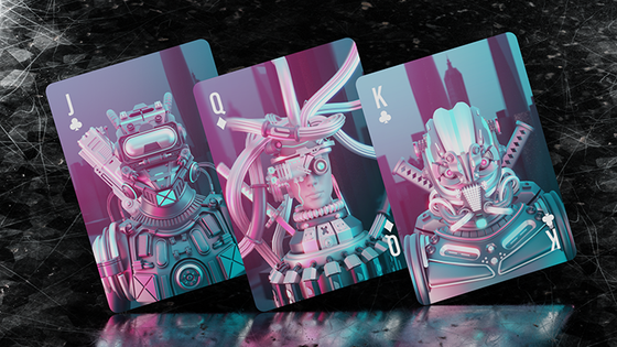 Gilded Fushia Bicycle Cybershock Playing Cards