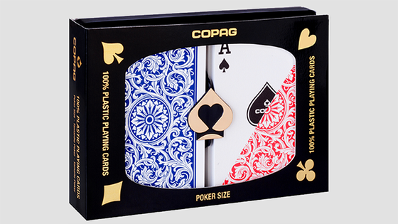 Copag 1546 Plastic Playing Cards Poker Size Regular Index Red and Blue Double-Deck Set