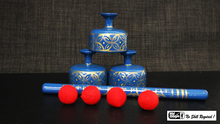  Indian Street Cups with Wand (Hand painted blue) by Mr. Magic - Trick