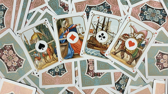 Gilded Four Continents (Blue) Playing Cards