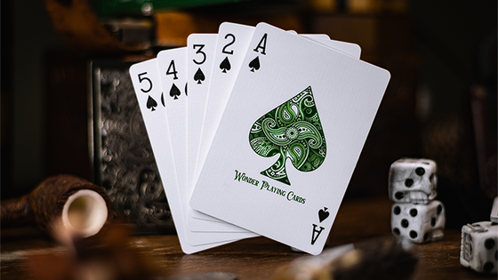 Emerald Wonder (Green Gilded) Playing Cards