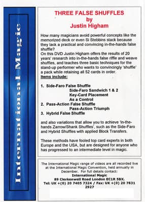 Three False Shuffles by  Justin Higham - DVD